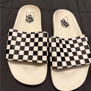 Vans Black and White Checkered Slides